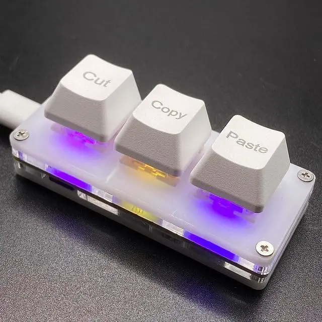 Alt view image 3 of 6 - BTXETUEL Mini 3-Key Cut Copy Paste Keyboard Ctrl X C V Shortcut One Handed Keyboard RGB Macro Pad Gaming Mechanical Keyboard OSU Keypad Programmable Keyboard for Working and Gaming. (White)