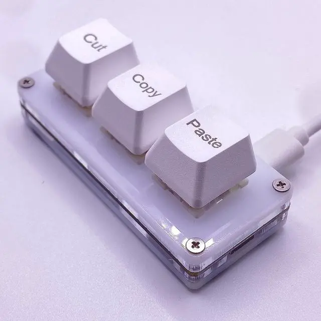 Alt view image 4 of 6 - BTXETUEL Mini 3-Key Cut Copy Paste Keyboard Ctrl X C V Shortcut One Handed Keyboard RGB Macro Pad Gaming Mechanical Keyboard OSU Keypad Programmable Keyboard for Working and Gaming. (White)