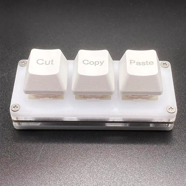 Alt view image 5 of 6 - BTXETUEL Mini 3-Key Cut Copy Paste Keyboard Ctrl X C V Shortcut One Handed Keyboard RGB Macro Pad Gaming Mechanical Keyboard OSU Keypad Programmable Keyboard for Working and Gaming. (White)