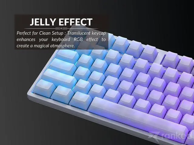 Alt view image 3 of 6 - Ranked POM Jelly Premium Translucent Keycap Set | 1.45 mm Thick POM | Cherry Profile for Custom Mechanical Keyboard (White, 169 Keys)
