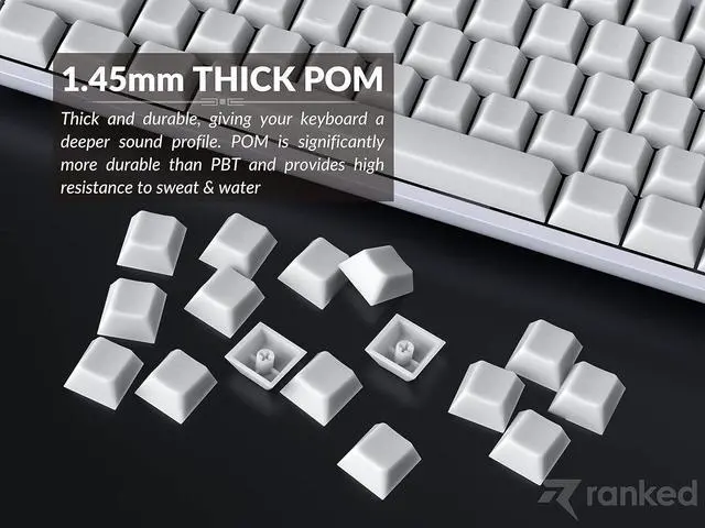 Alt view image 6 of 6 - Ranked POM Jelly Premium Translucent Keycap Set | 1.45 mm Thick POM | Cherry Profile for Custom Mechanical Keyboard (White, 169 Keys)