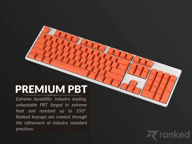 Alt view image 5 of 6 - Ranked Blank Premium Keycap Set | 1.4 mm Thick PBT | Cherry Profile for Mechanical Keyboard (Coral, 139 Keys)