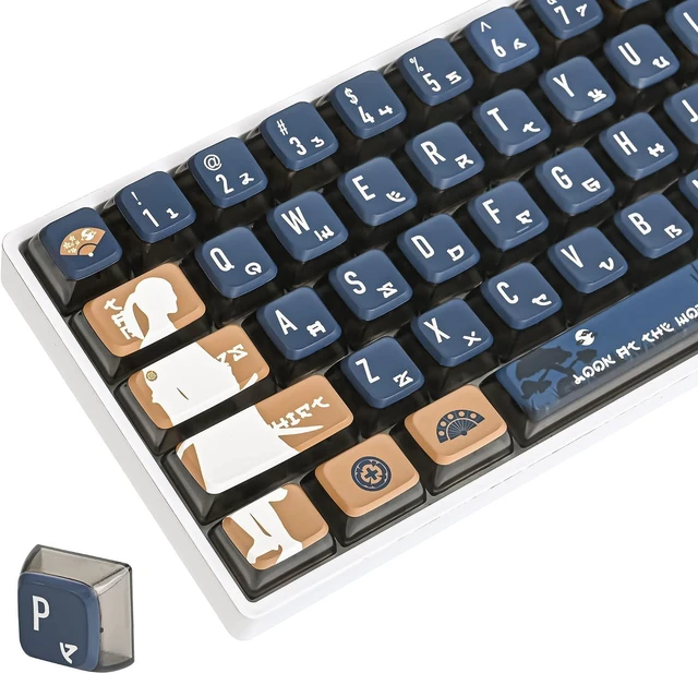 Alt view image 7 of 7 - ASA Profile Pudding Keycaps 60% PBT Key Cap Set for Cherry Mx Gateron Kailh Switch for 60% 65% TKL Keyboards (Black Warrior-ASA)