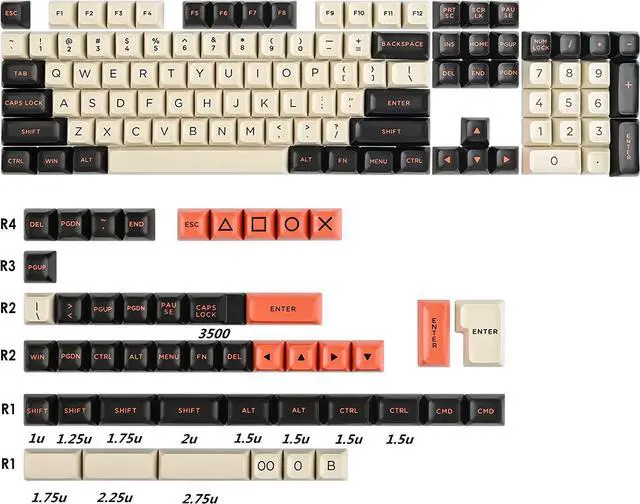 Alt view image 4 of 6 - Ussixchare 150-Key Carbon Keycaps ASA Profile PBT Key Cap Set for Cherry Mx Gateron Kailh Switch 60% 65% TKL Keyboards (ASA/Carbon)