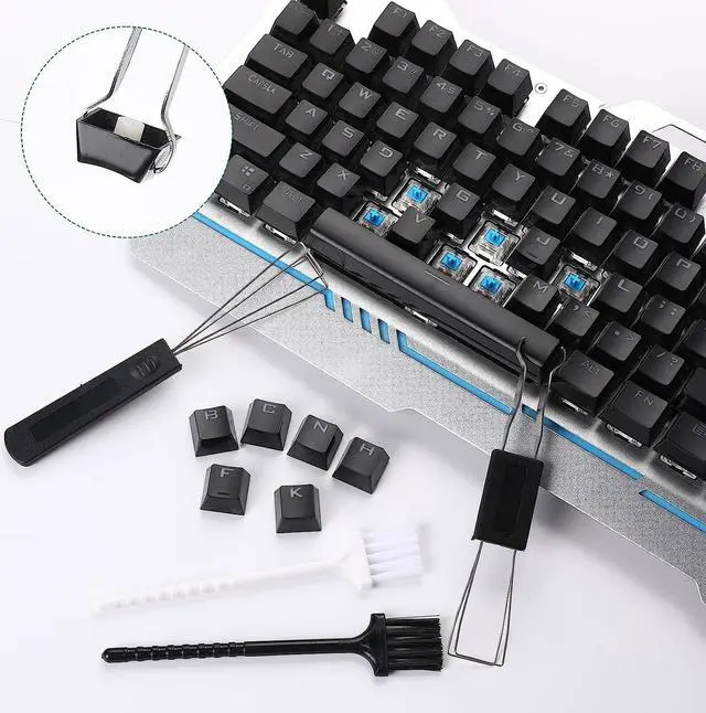 Alt view image 2 of 7 - Sliverdew Keycap Puller Kit,4 Pcs Keycap Remover Tool Set Keyboard Key Remover Mechanical Keyboard Switch Puller Stainless Steel Key Puller with Keyboard Cleaning Brush for Mechanical Keyboard Clean