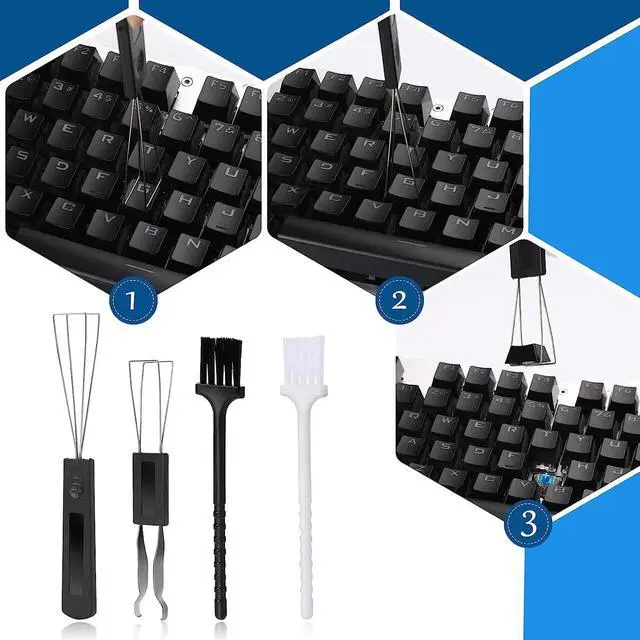 Alt view image 6 of 7 - Sliverdew Keycap Puller Kit,4 Pcs Keycap Remover Tool Set Keyboard Key Remover Mechanical Keyboard Switch Puller Stainless Steel Key Puller with Keyboard Cleaning Brush for Mechanical Keyboard Clean