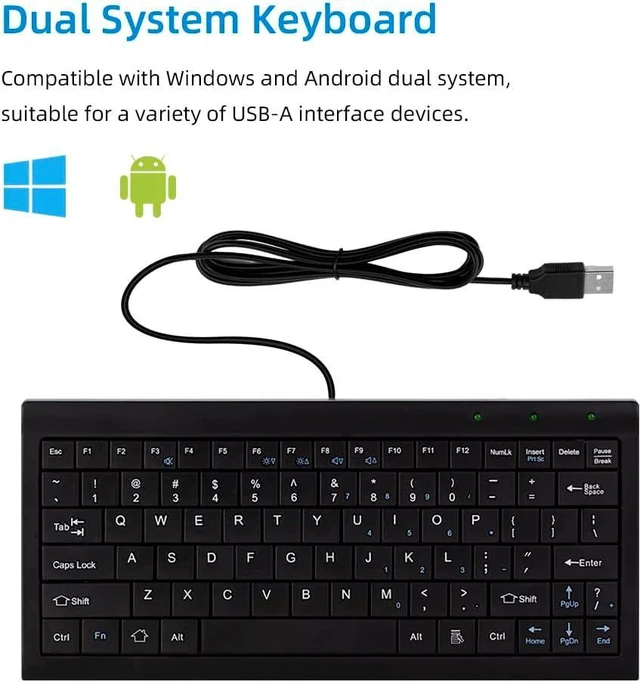 Alt view image 4 of 7 - CUQI Mini Keyboard, Small Wired 82 Scissor Keys, USB Interface Compact for Android, Windows PC, Laptop, Raspberry Pi, Windows 10/8/7