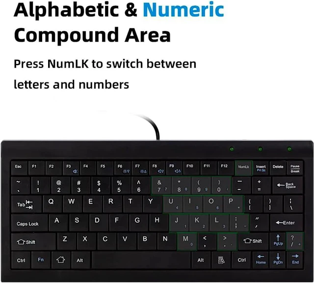 Alt view image 5 of 7 - CUQI Mini Keyboard, Small Wired 82 Scissor Keys, USB Interface Compact for Android, Windows PC, Laptop, Raspberry Pi, Windows 10/8/7