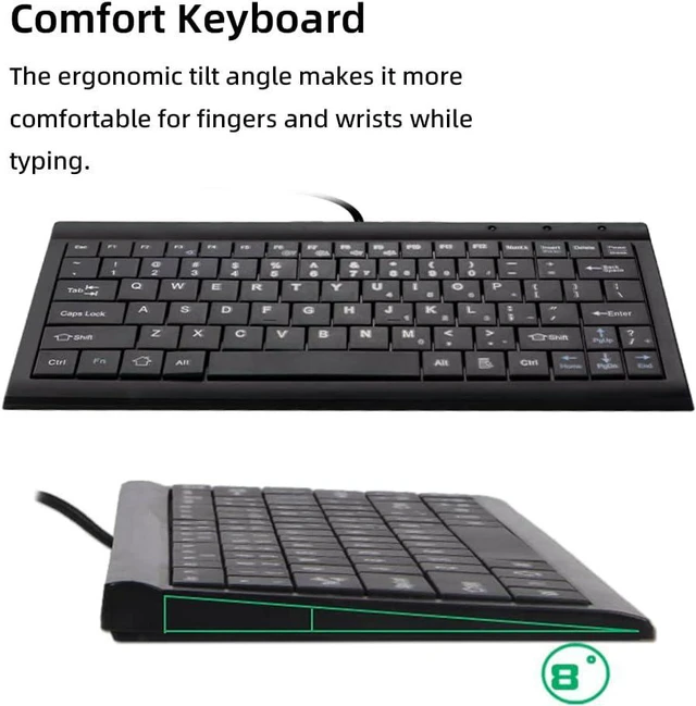 Alt view image 6 of 7 - CUQI Mini Keyboard, Small Wired 82 Scissor Keys, USB Interface Compact for Android, Windows PC, Laptop, Raspberry Pi, Windows 10/8/7