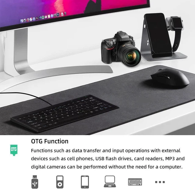 Alt view image 7 of 7 - CUQI Mini Keyboard, Small Wired 82 Scissor Keys, USB Interface Compact for Android, Windows PC, Laptop, Raspberry Pi, Windows 10/8/7