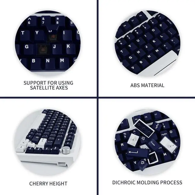 Alt view image 3 of 7 - JOLINTAL 132 Keys Dark Blue Keycaps, ABS Double Shot Cherry Keycaps, Dark Navy and White Keycaps, Cherry Mx Low Profile Keycaps for Mechanical Keyboard Gaming Keyboard