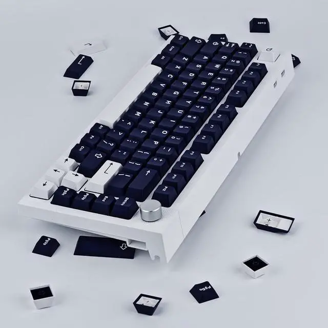 Alt view image 4 of 7 - JOLINTAL 132 Keys Dark Blue Keycaps, ABS Double Shot Cherry Keycaps, Dark Navy and White Keycaps, Cherry Mx Low Profile Keycaps for Mechanical Keyboard Gaming Keyboard