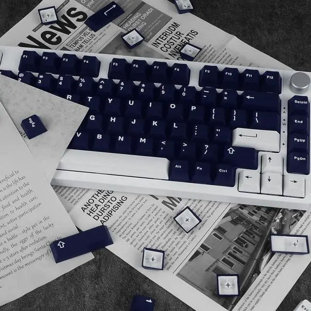 Alt view image 5 of 7 - JOLINTAL 132 Keys Dark Blue Keycaps, ABS Double Shot Cherry Keycaps, Dark Navy and White Keycaps, Cherry Mx Low Profile Keycaps for Mechanical Keyboard Gaming Keyboard
