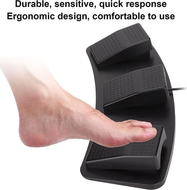 Alt view image 3 of 7 - USB Triple Foot Switch Pedal 3 Key Three Button Programmable Computer Keyboard Mouse Game Action Combination Key for Playing Game Factory Testing(FS23_PM (Mechanical Switch))