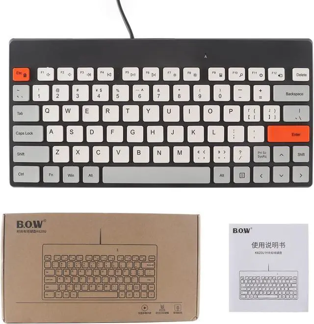 Alt view image 7 of 7 - YOCUNKER K620U USB Wired Keyboard, Quiet 79 Keys, No Numeric Keypad,Plastic,Mini Thin Compact and Lightweight, 1.6 Meter USB Cord, Compatible with PC/Laptop/Computer/Windows/Mac (Black)