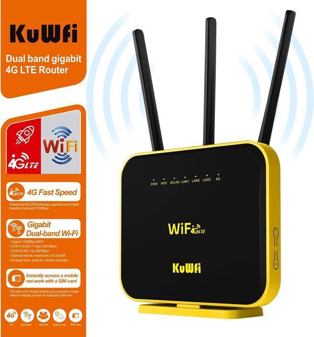 Alt view image 4 of 7 - KuWFi Hotspot 4G LTE No SIM Card Router 1200Mbps Dual Band Gigabit WiFi External Antenna with US 2GB Data vSIM Router Offer high-Speed Data Plans to accommodate RV orRural No Contract Plug and Play