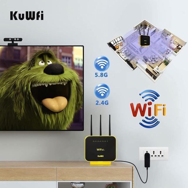 Alt view image 6 of 7 - KuWFi Hotspot 4G LTE No SIM Card Router 1200Mbps Dual Band Gigabit WiFi External Antenna with US 2GB Data vSIM Router Offer high-Speed Data Plans to accommodate RV orRural No Contract Plug and Play