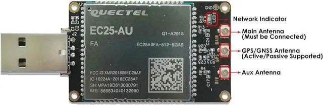 Alt view image 3 of 5 - EXVIST 4G LTE USD Dongle W/ EC25-AU LCC Modem W/SIM Card Slot/GPS LTE FDD B1/B2/B3/B4/B5/B7/B8/B28