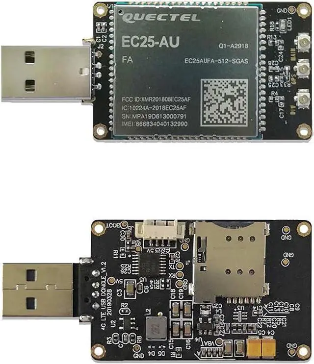 Alt view image 5 of 5 - EXVIST 4G LTE USD Dongle W/ EC25-AU LCC Modem W/SIM Card Slot/GPS LTE FDD B1/B2/B3/B4/B5/B7/B8/B28