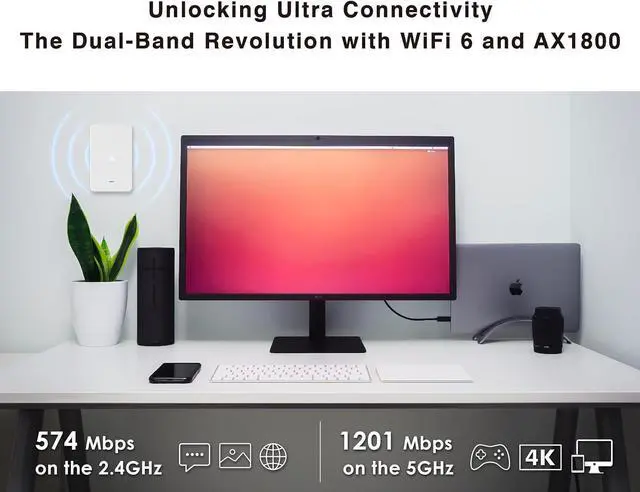 Alt view image 3 of 7 - BROWAN WiFi 6 Access Point AX1800 in-Wall Wifi6 Router (MI13) Support PoE Passthrough WPA3 MU-MIMO for Hotel, Office Meeting Room, Home Networking Dual-Concurrent Antennas
