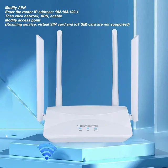 Alt view image 6 of 7 - Router, 4G LTE Router with SIM Card Slot, 300Mbps Unlocked Wireless Mobile WiFi Hotspot Routers with 4 High Gain Antenna, for B1/3/7/8/20/38/40/41 Band, Range to 656ft (US Plug)