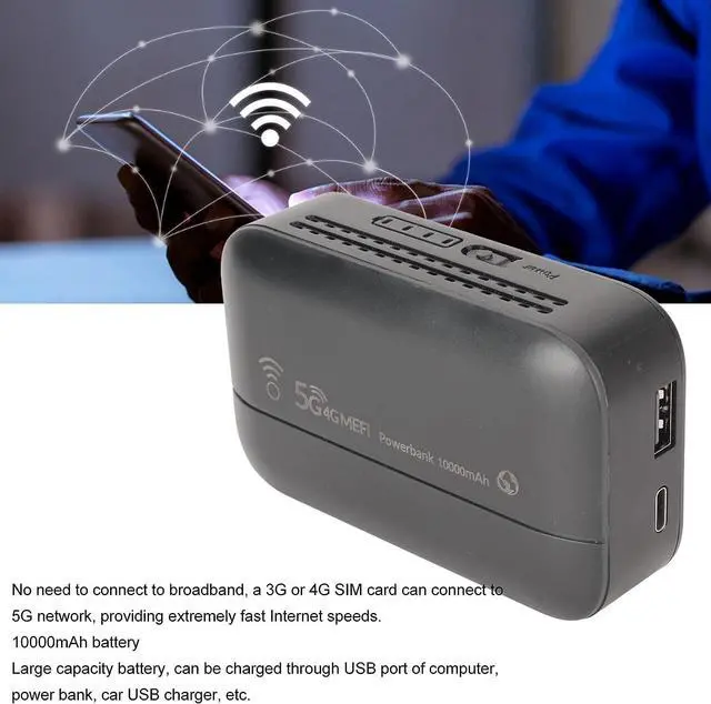Alt view image 7 of 7 - 4G LTE Mobile Hotspot Router, Mini Mobile Router, Portable and Lightweight Power Bank Router, 5G Network Router for Travel, Business, Outdoor