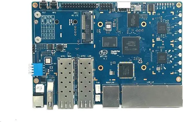 Alt view image 4 of 7 - Banana Pi BPI-R3 Wi-Fi 6 OpenSource Wireless Dual-Band OpenWRT Router Board with MediaTek MT7986(Filogic 830),Support 5X GbE and 2X 2.5GbE SFP (Bundle3-BPI R3+Antennas)