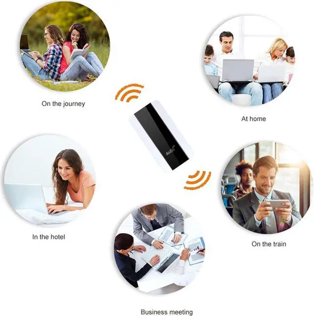 Alt view image 6 of 7 - Mobile WiFi Hotspot, Portable WiFi Router with SIM Card Slot and LED Display, High Speed Pocket WiFi Device Connects Up to 10 Devices