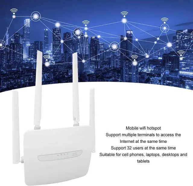 Alt view image 3 of 7 - 4G LTE Modem Router, 150Mbps Wireless CPE WiFi Hotspot Router, 5dBi High Gain Antennas Support 32 Users Wan LAN Port 4G Wireless WiFi Router for Cell Phones, Laptops, Tablets (US