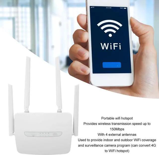 Alt view image 2 of 7 - 4G LTE Modem Router, 150Mbps Wireless CPE WiFi Hotspot Router, 5dBi High Gain Antennas Support 32 Users Wan LAN Port 4G Wireless WiFi Router for Cell Phones, Laptops, Tablets (US