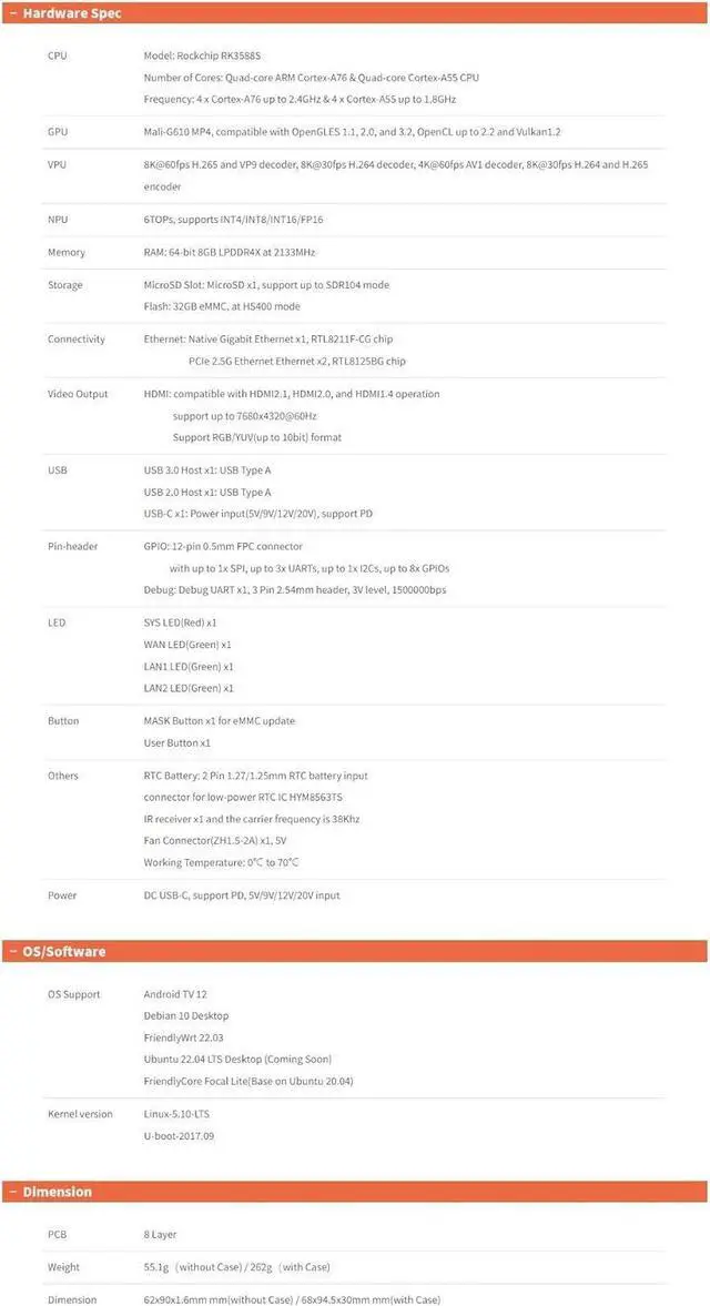 Alt view image 2 of 6 - Nanopi R6S Mini WiFi Router OpenWRT with Three Gbps Ethernet Ports LPDDR4X 8GB RAM Based in 6Tops NPU RK3588S Soc for IOT NAS Smart Home Gateway Support Linux Ubuntu Android (with CNC Metal Case)