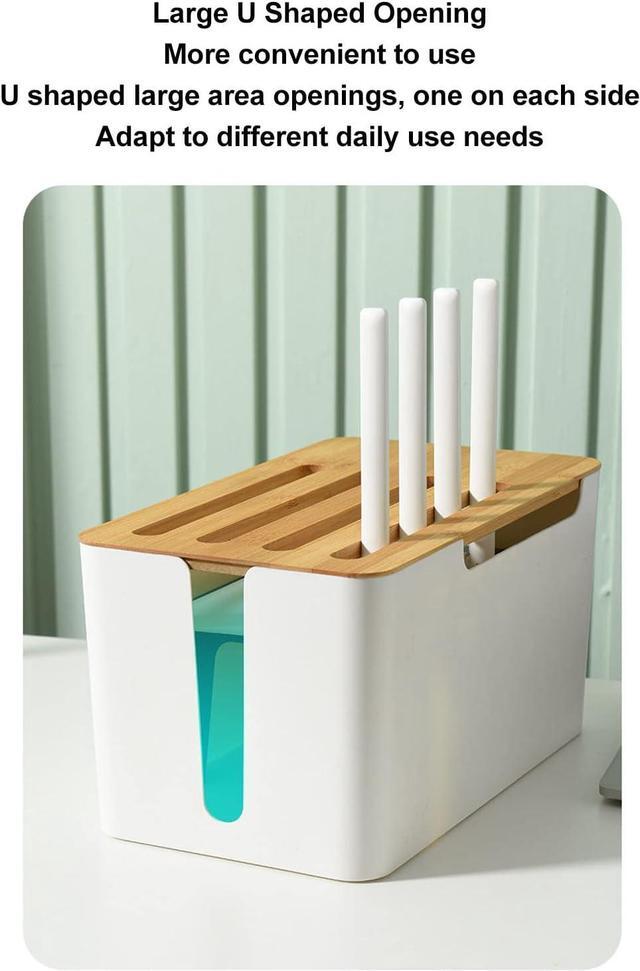 Alt view image 6 of 7 - Diydeg Router Storage Box, Decorative Router Storage Rack with Modem Cable Router Cover, Organized Power Strip Cable Management Hider Rack for Home, Office, Bedroom, Living Room