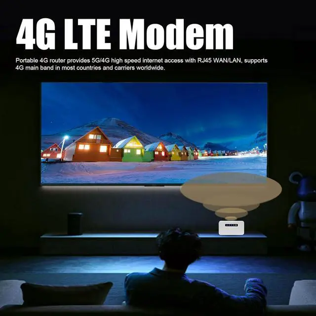 Alt view image 2 of 7 - 4G LTE Mobile Hotspot, 300Mbps High Speed RJ45 WAN LAN International Hotspot, Portable Router with SIM Card Slot, Support 32 Users for Outdoor Car Travel Business