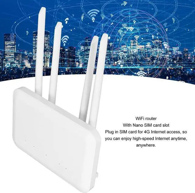 Alt view image 2 of 7 - 4G LTE WiFi Router, Mobile WiFi Router LAN WAN Port Plug and Play 4 External Antennas 300Mbps 100-240V for Middle Eastern for Office (US Plug)