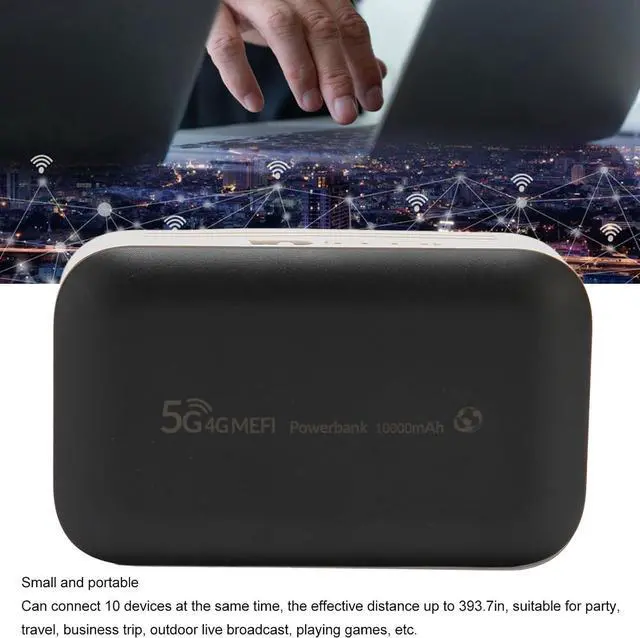 Alt view image 2 of 7 - Septpenta Wireless Network Router, 4G LTE USB Portable WiFi Router, 300Mbps Internet Speed, 10000mAh Battery, Unlocked 5G WiFi Hotspot Device for Parties, Business Trips, Outdoor Live Streaming