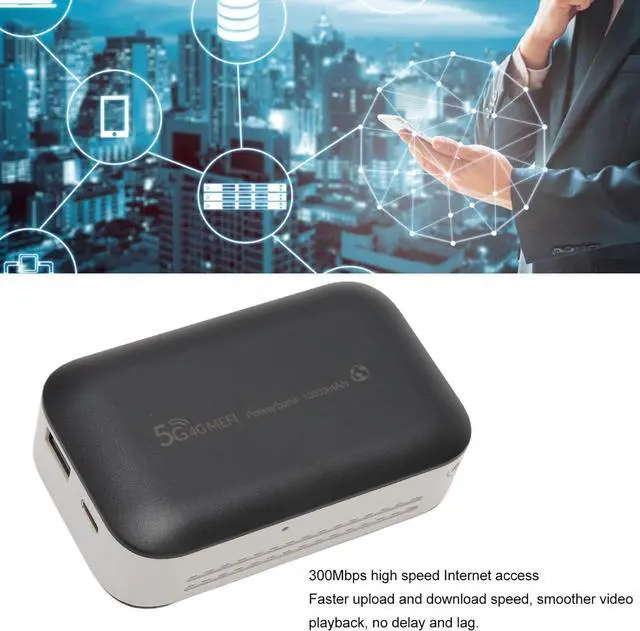 Alt view image 4 of 7 - Septpenta Wireless Network Router, 4G LTE USB Portable WiFi Router, 300Mbps Internet Speed, 10000mAh Battery, Unlocked 5G WiFi Hotspot Device for Parties, Business Trips, Outdoor Live Streaming