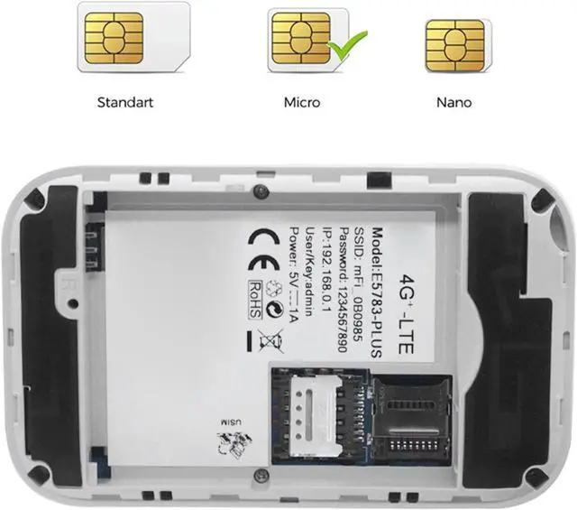 Alt view image 6 of 7 - Septpenta 4G LTE Travel WiFi Router, Micro SIM Card Slot, Support B1 / B3, B5 / B7 / B8 / B20 B28 / B38 / B40 / B41 Portable WiFi Router Hotspot Devices for Travel, Vacation