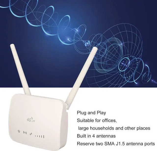 Alt view image 2 of 7 - Wireless Router, 300Mbps TD LTE Smart 4G Card WiFi Router, Built in 4 Antennas and Firewall Wireless Internet Router for Home, Works, Plug and Play
