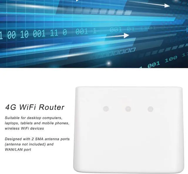 Alt view image 4 of 7 - 4G WiFi Router, 4G LTE Modem Router, with Sim Card Slot, 300Mbps 2.4G WiFi Transmission, Up to 32 Devices, for Europe, Asia, Southeast Asia, Africa, The Middle East (U.S.