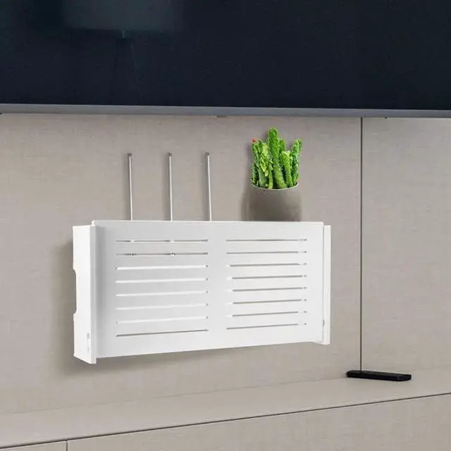 Main image of MJER WiFi Router Storage Box Wall Mounted Wireless Panel Shelf Plug Board Bracket Cable Organizer,for Player TV Box Remotes 23.3.31