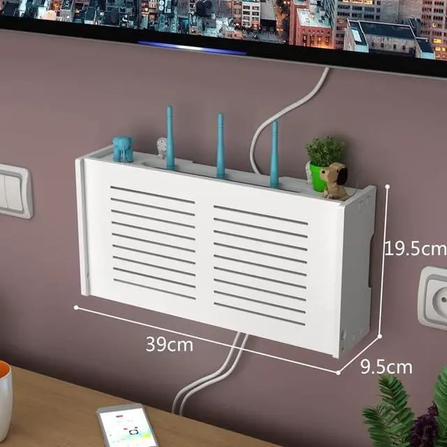 Alt view image 6 of 6 - MJER WiFi Router Storage Box Wall Mounted Wireless Panel Shelf Plug Board Bracket Cable Organizer,for Player TV Box Remotes 23.3.31