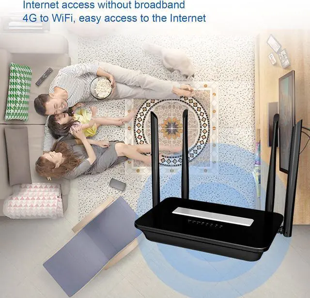 Alt view image 4 of 7 - Wireless Router Wireless Internet Router 300Mbps Standard SIM 4G WiFi Router High Speed and Stable WiFi Router with Wired Broadband Interface for Home, Works(US Plug)