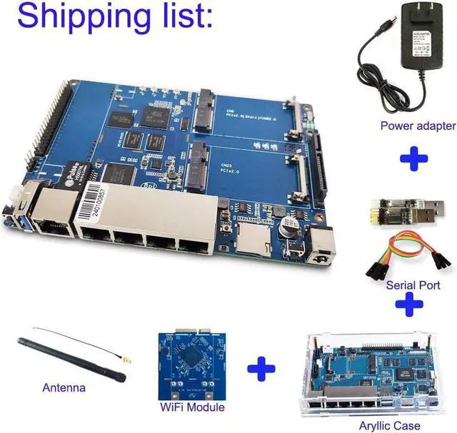 Alt view image 2 of 7 - Banana Pi BPI R64 Smart WiFi Router-High Speed Wireless Router,Dual Band, 5 Gigabit Port with 1GB DDR3 Based in MediaTek MTK MT7622 Soc OpenWRT for NAS VPN Server,Bundle with Dual-Band WiFi Module