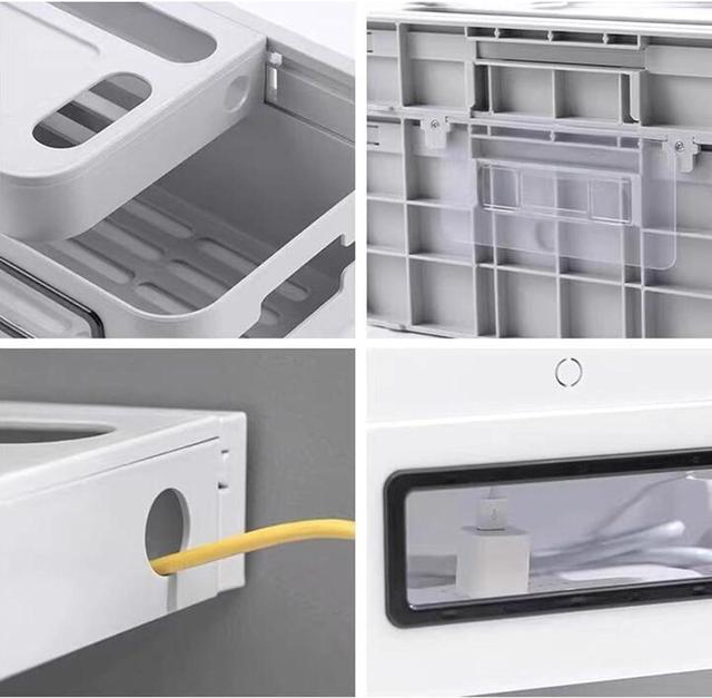 Alt view image 6 of 7 - Wireless Router Box, WiFi Router Storage Box, Router Desktop Storage Box, Router Cable Storage Box, Power Strip and Cable Management Hider Rack Organizer Shelves