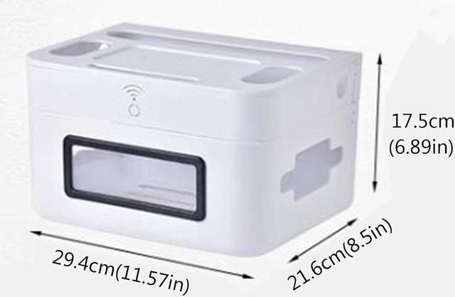 Alt view image 7 of 7 - Wireless Router Box, WiFi Router Storage Box, Router Desktop Storage Box, Router Cable Storage Box, Power Strip and Cable Management Hider Rack Organizer Shelves