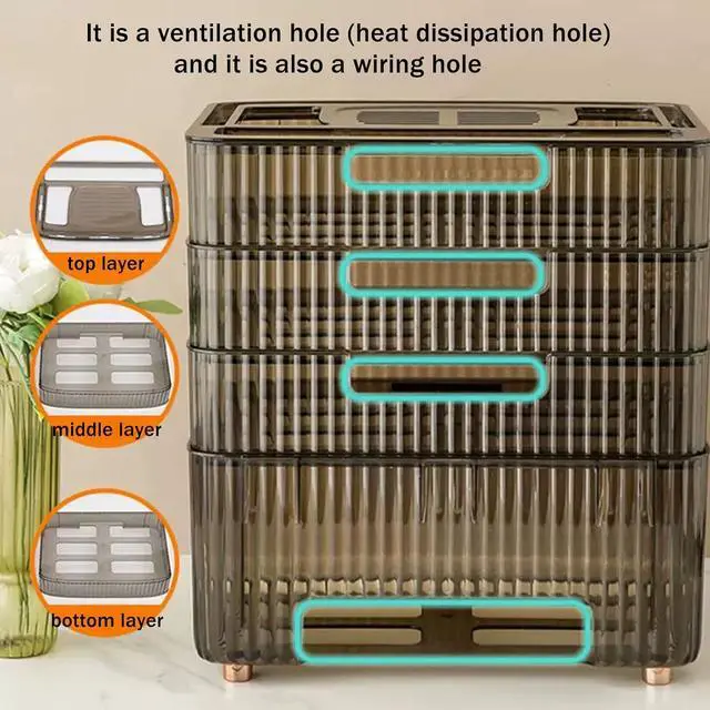 Alt view image 4 of 7 - New WiFi Router Storage Box Desktop Router and Cable Hider Box Wall Mount Router Shelf for Storage of Wires, Routers, TV Set-Top Boxes Organizer Rack (Size:31.5×21.5×26 cm,Color:HAS)