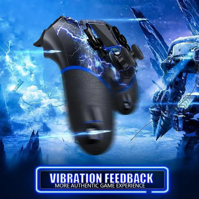 Alt view image 4 of 6 - AceGamer Wireless Controller for PS4, Custom Design V2 Gamepad Joystick for PS4 with Non-Slip Grip of Both Sides and 3.5mm Audio Jack! Thumb Caps Included! (Lightning)