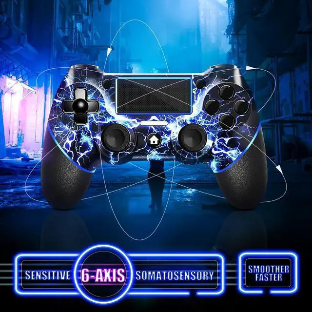 Alt view image 5 of 6 - AceGamer Wireless Controller for PS4, Custom Design V2 Gamepad Joystick for PS4 with Non-Slip Grip of Both Sides and 3.5mm Audio Jack! Thumb Caps Included! (Lightning)