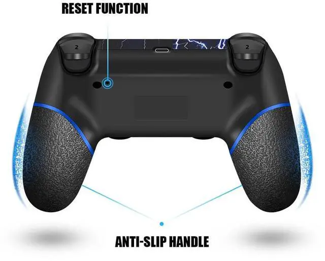 Alt view image 3 of 6 - AceGamer Wireless Controller for PS4, Custom Design V2 Gamepad Joystick for PS4 with Non-Slip Grip of Both Sides and 3.5mm Audio Jack! Thumb Caps Included! (Lightning)