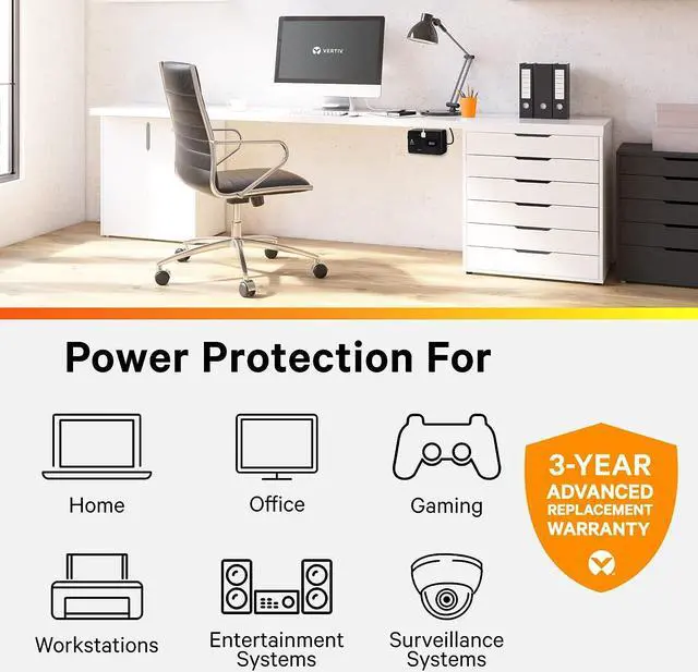 Alt view image 3 of 6 - Vertiv Liebert PST5 UPS - 850VA/500W 120V Standby Power, 8 Outlets, Battery Backup with Surge Protection, LCD Screen, Energy Star Certified, 3 Year Warranty, Free Shutdown Software (PST5-850MT120)